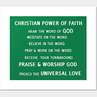 Christian Power of Faith Illustration on Green Background Posters and Art